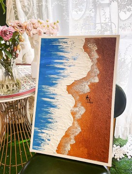 風景 Painting - 波砂子供 27 ビーチアート壁装飾海岸